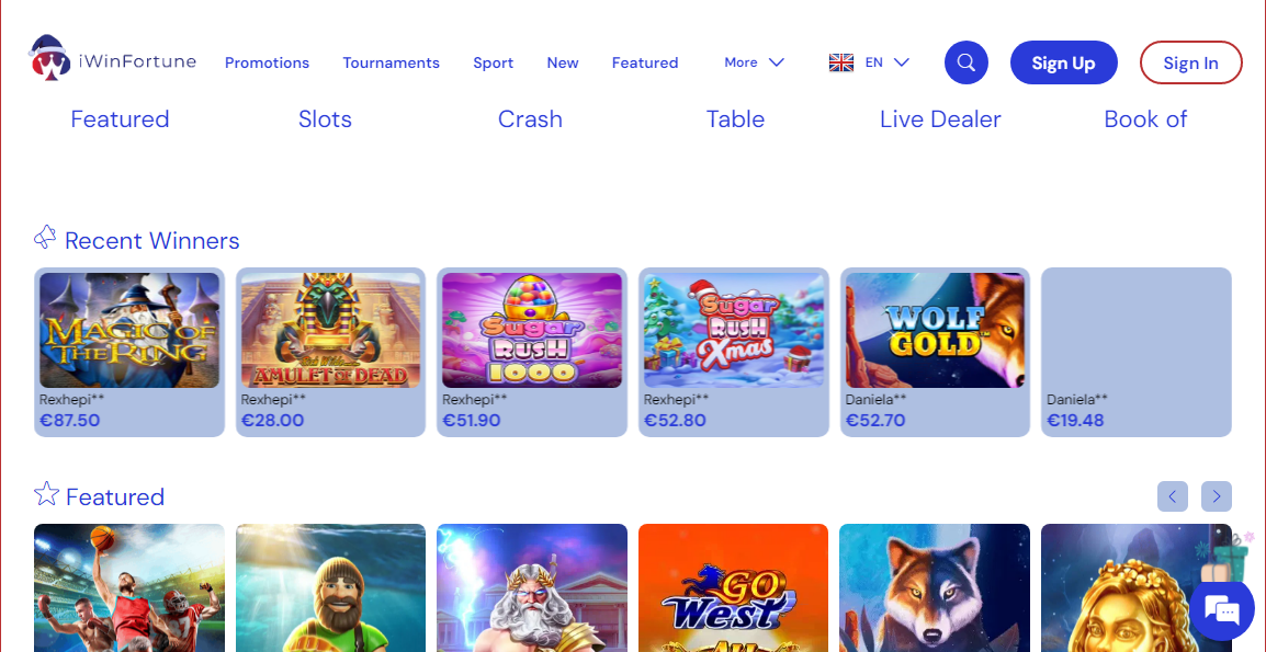 iWinFortune Casino Desktop screenshot